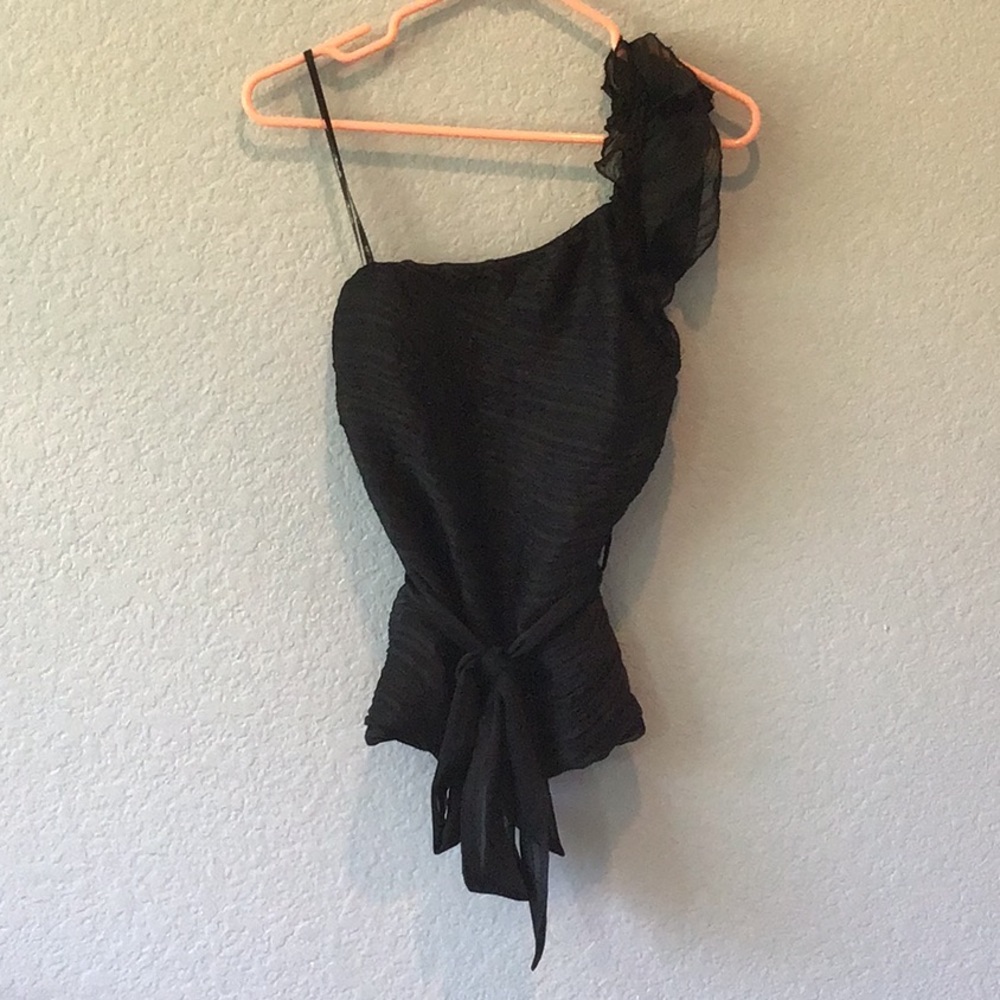 Black Ruffled Marineblu Top